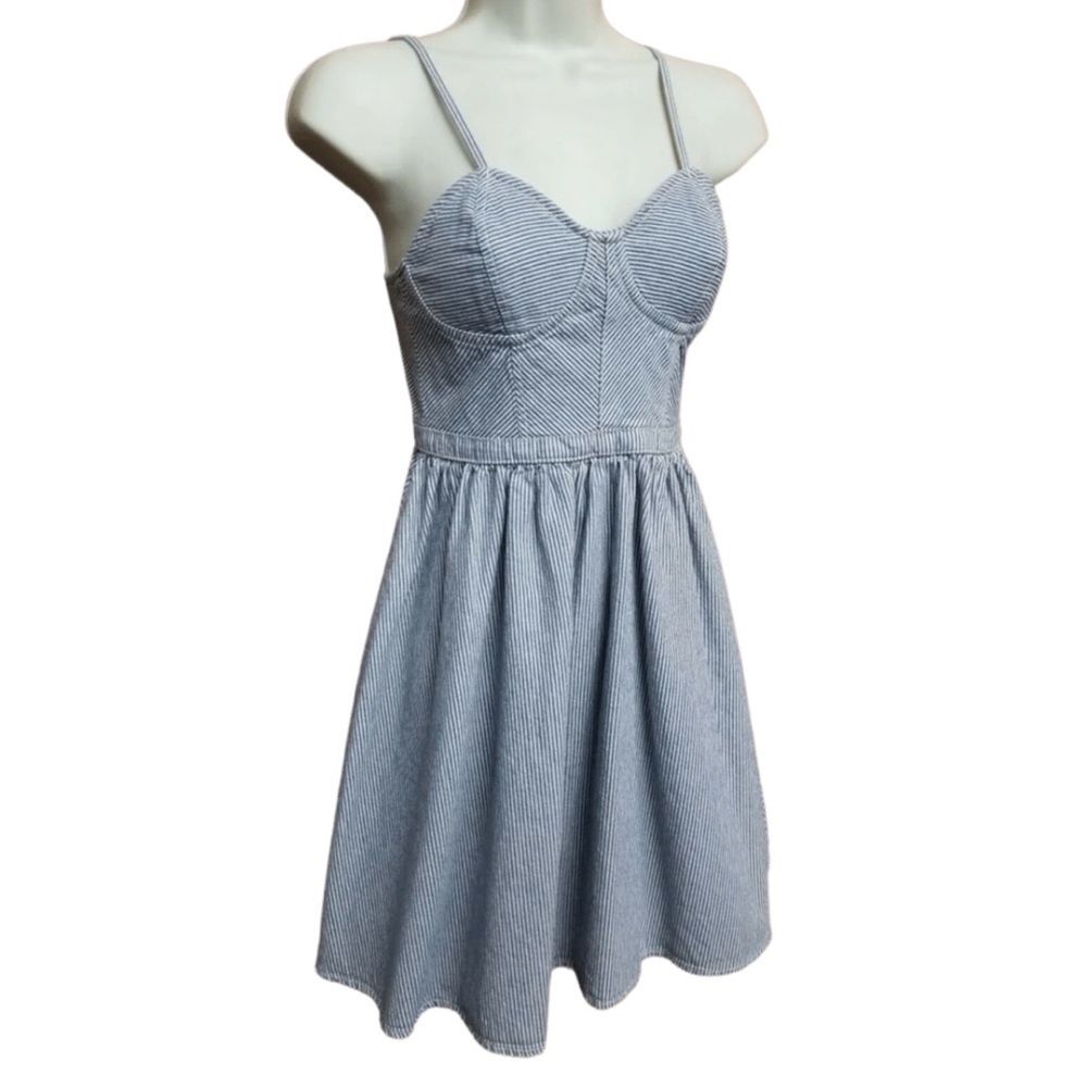 Railroad Stripe Strappy Babydoll Dress by Red Tulips Sz M